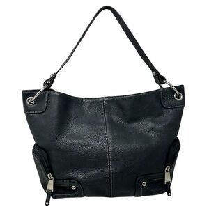 Tignanello Genuine Black Pebbled Leather Single Handle Shoulder Bag Purse